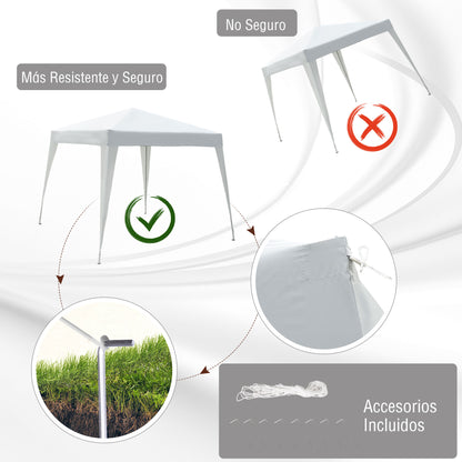 Outsunny Carpa Plegable 2,4x2,4 M De Jardín Diseño Pop Up De Acero Y Tela_5