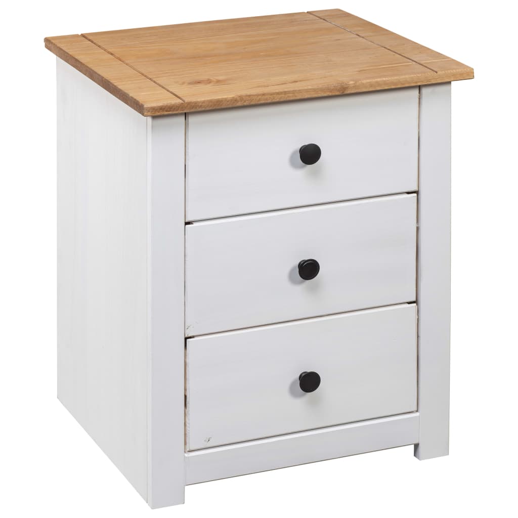 Mesita De Noche Madera Maciza Pino Panamá Blanco 46x40x57 Cm_2