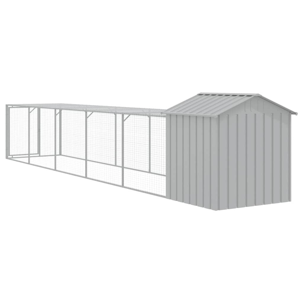 Vidaxl Gallinero Con Corral Acero Galvanizado Gris Claro 117x609x123cm_4
