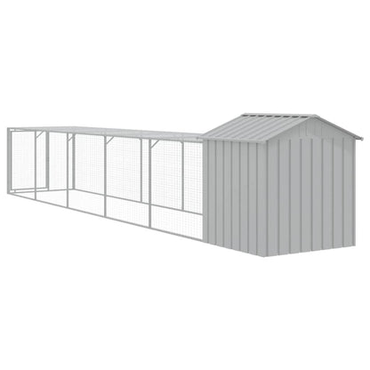 Vidaxl Gallinero Con Corral Acero Galvanizado Gris Claro 117x609x123cm_4