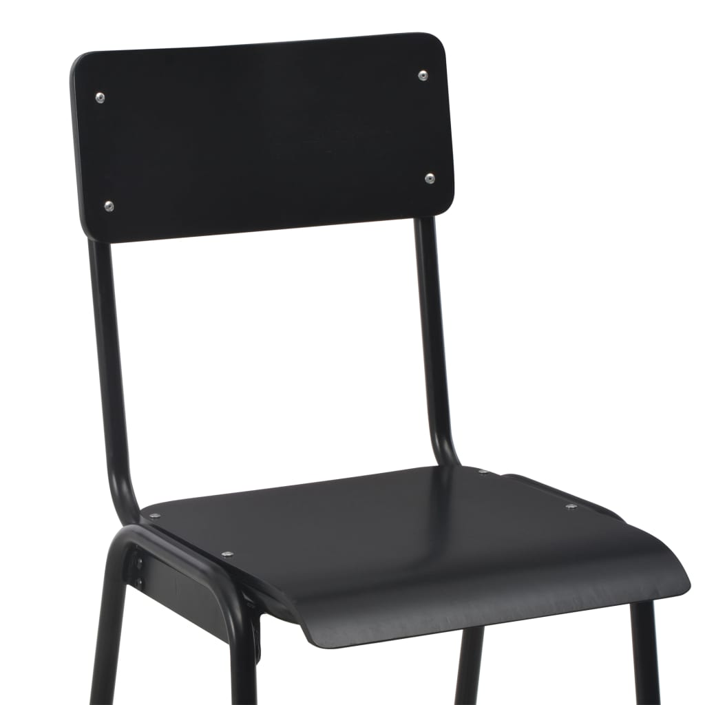 Taburetes De Cocina 4 Uds Madera Contrachapada Y Acero Negro_4