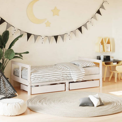 Vidaxl Estructura Cama Infantil Y Cajones Madera Pino Blanco 80x160 Cm_1
