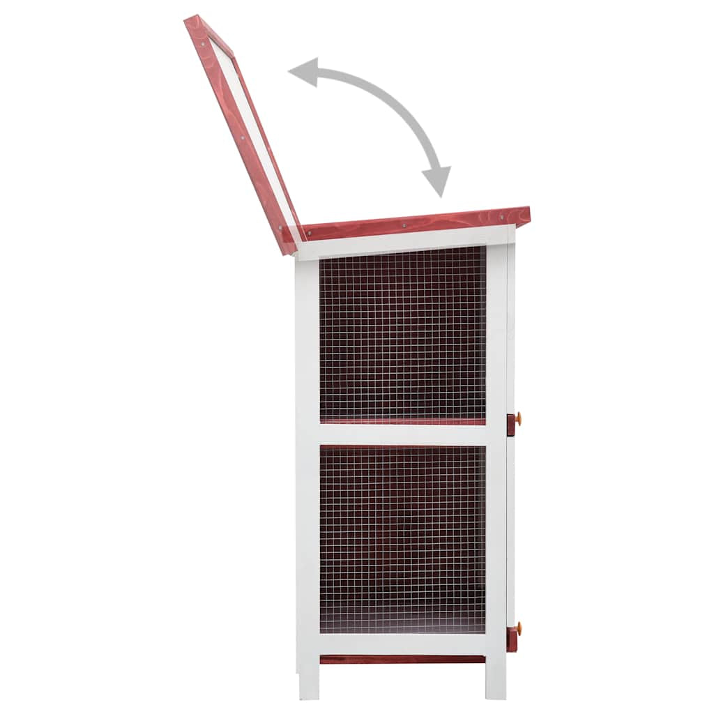 Vidaxl Jaula Conejera Con 4 Puertas Madera Rojo_4