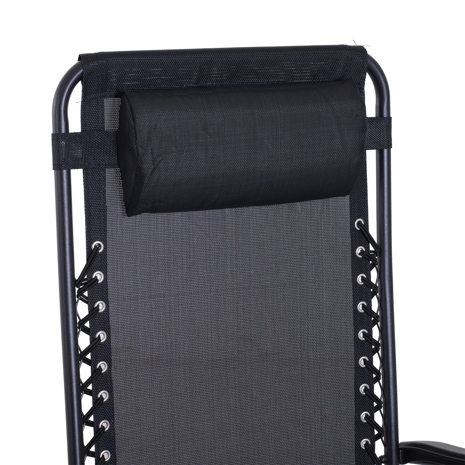 Outsunny 2 Sillas De Gravedad Cero Plegables Mesa Auxiliar Con Portavasos Negro_3