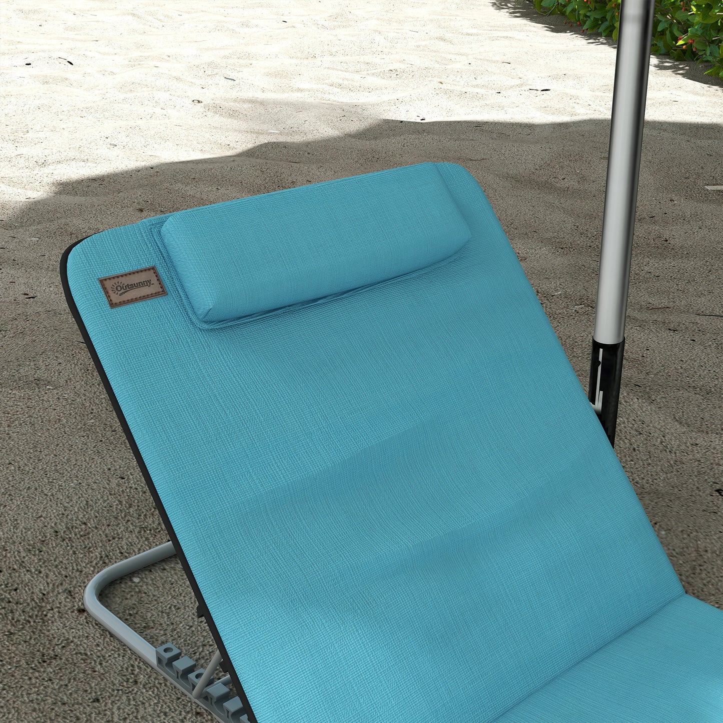 Outsunny Conjunto De 2 Esterillas De Playa Plegable 134x48x33-43 Cm Azul_3