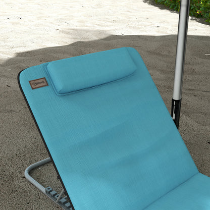 Outsunny Conjunto De 2 Esterillas De Playa Plegable 134x48x33-43 Cm Azul_3
