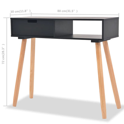 Mesa Consola De Madera Maciza De Pino 80x30x72 Cm Negra_4