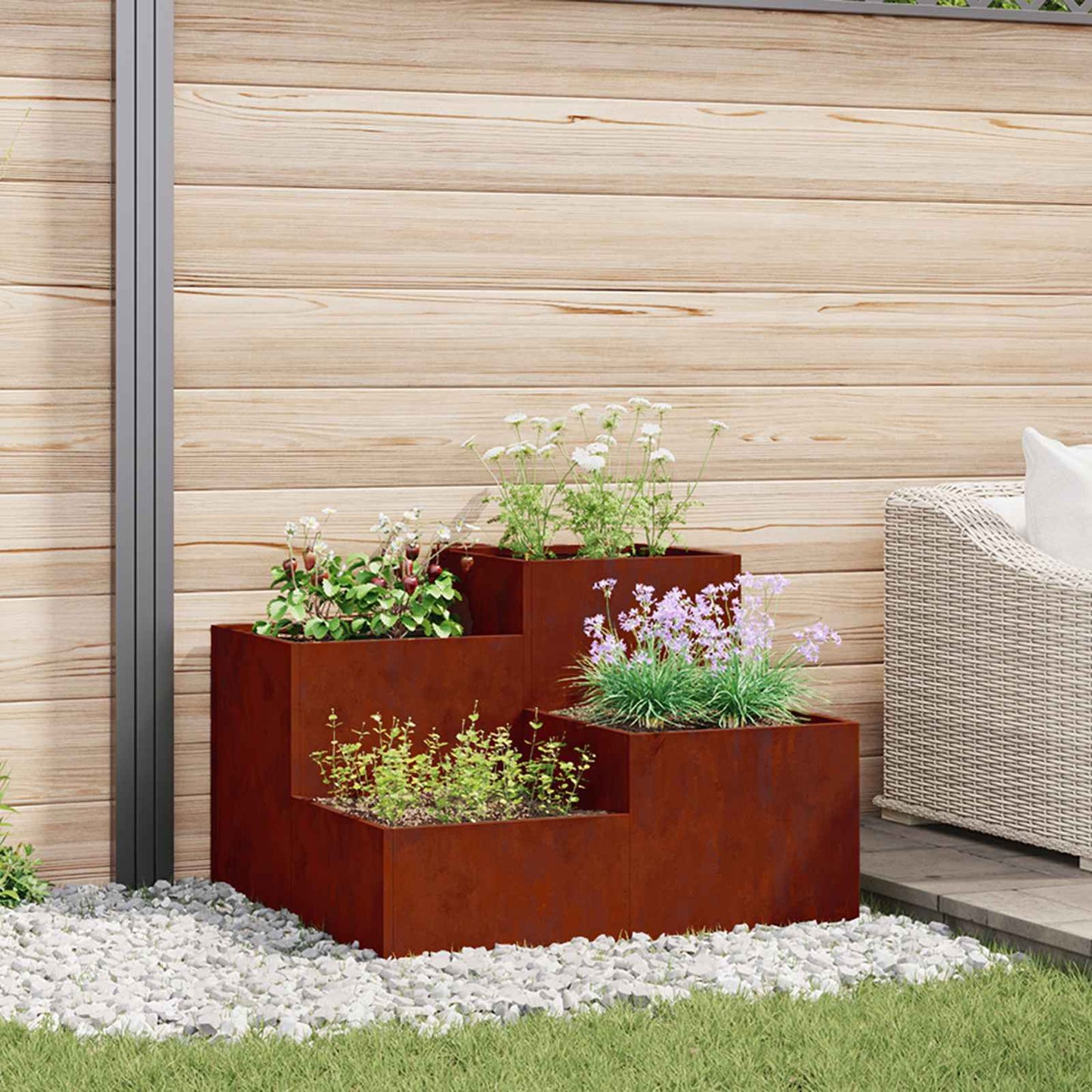 Maceta Para Jardín Oxidado 80 X 80 X 60 Cm Acero Autopatinable_1