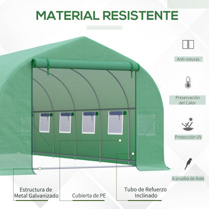 Homcom Invernadero De Túnel 595x300x200 Cm Con 12 Ventanas Y Puerta Enrollable_3
