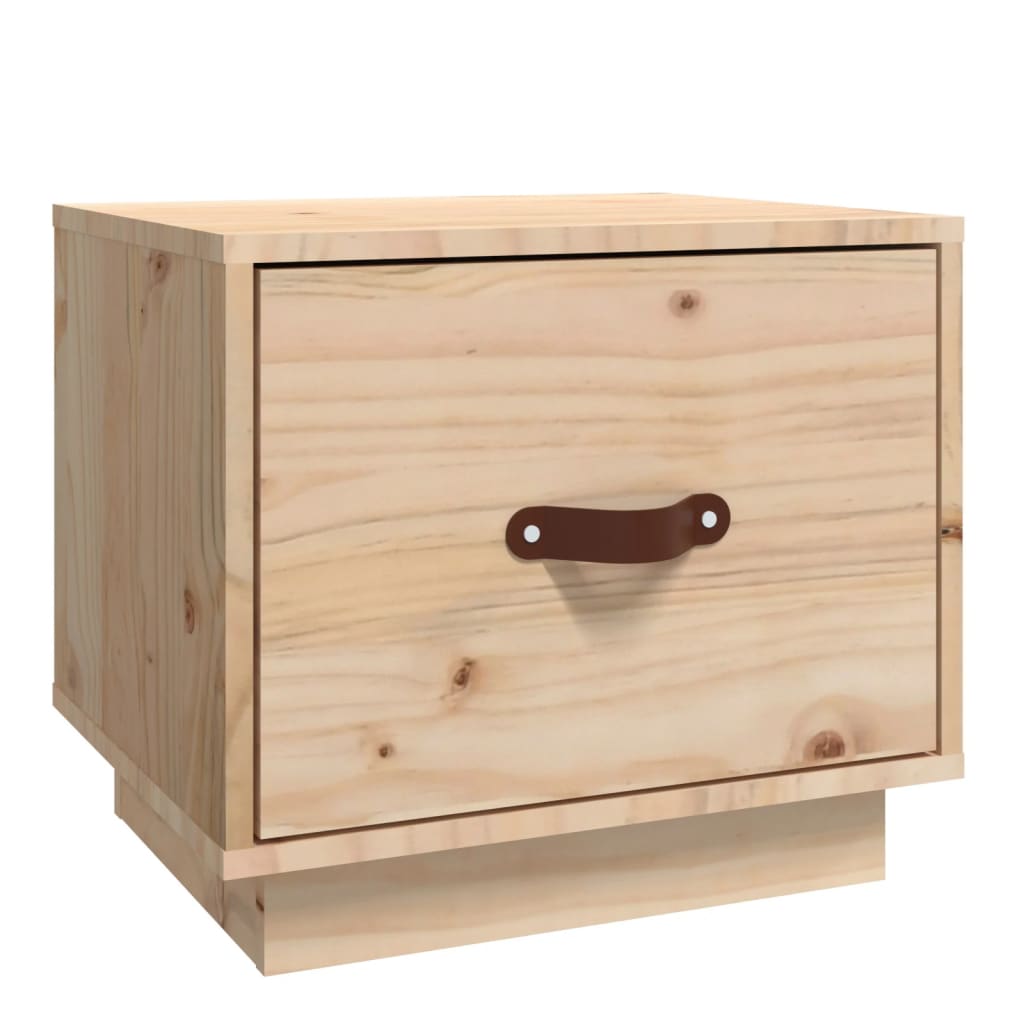Mesita De Noche Madera Maciza De Pino 40x34x35 Cm_0