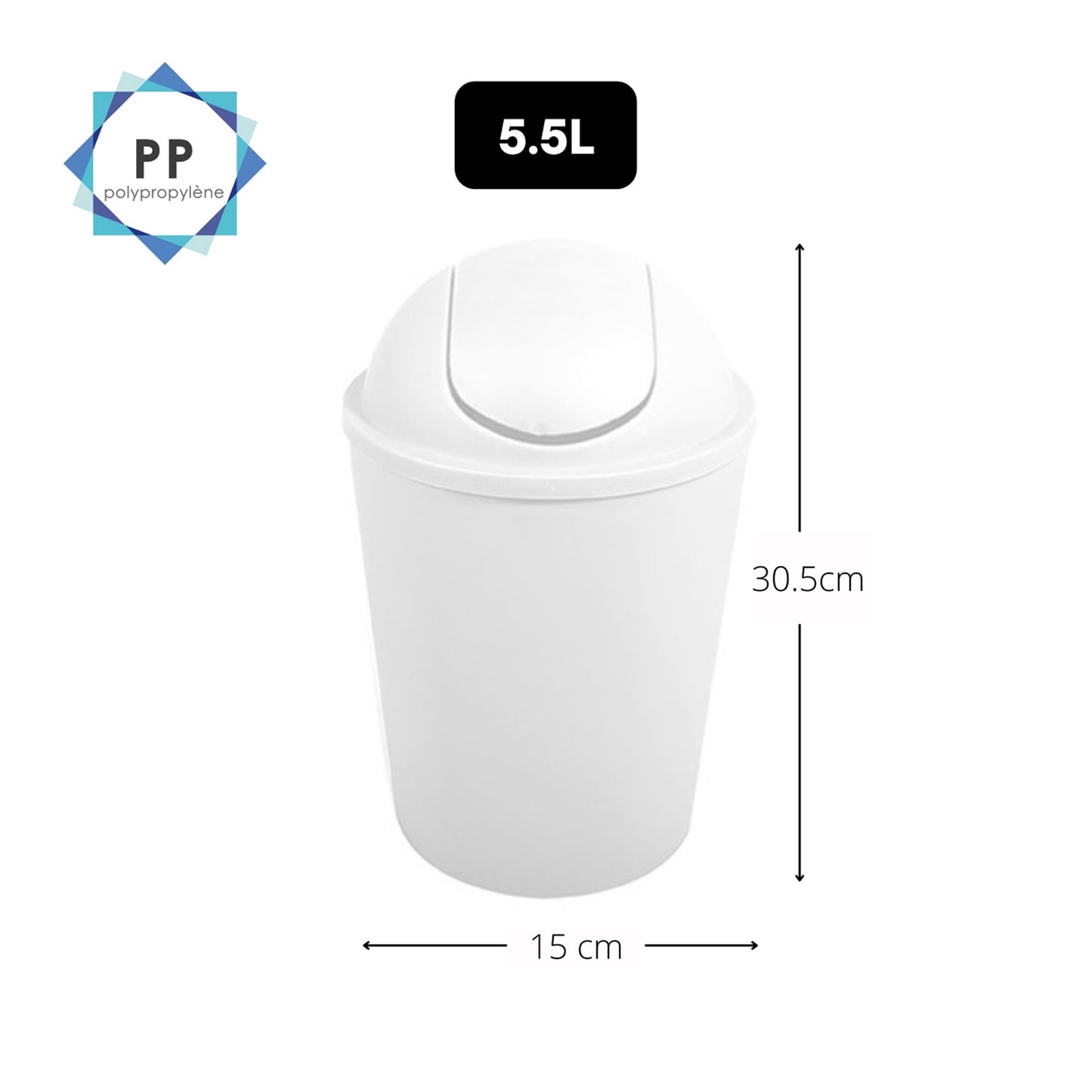 Cubo De Basura ako 5,5l Con Tapa Abatible Blanca_1