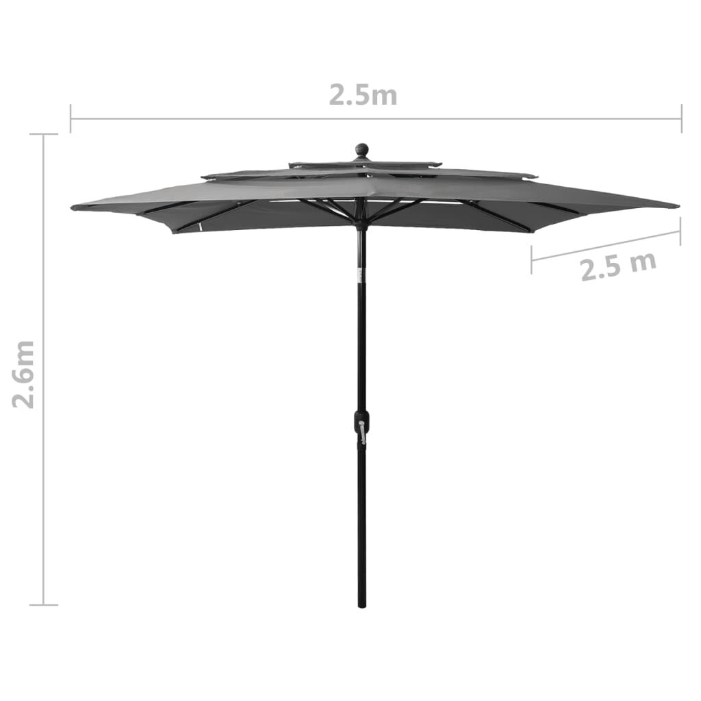 Vidaxl Sombrilla Jardín 3 Niveles Palo De Aluminio Antracita 2,5x2,5 M_2