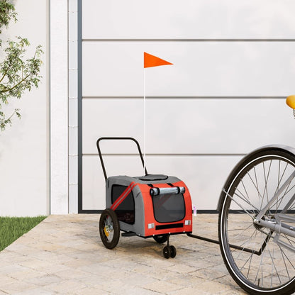 Vidaxl Remolque De Bicicleta Mascotas Hierro Tela Oxford Naranja Negro_1
