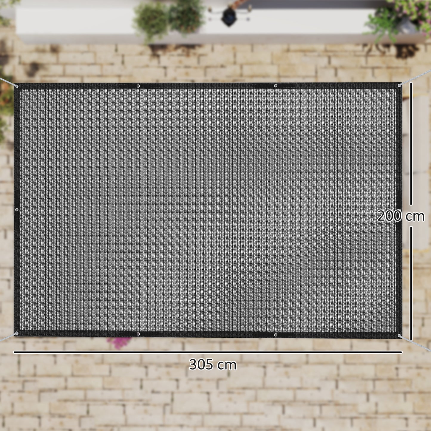 Outsunny Toldo Vela De Sombra Rectangular 3x2 M Protección Solar 65% Negro_2