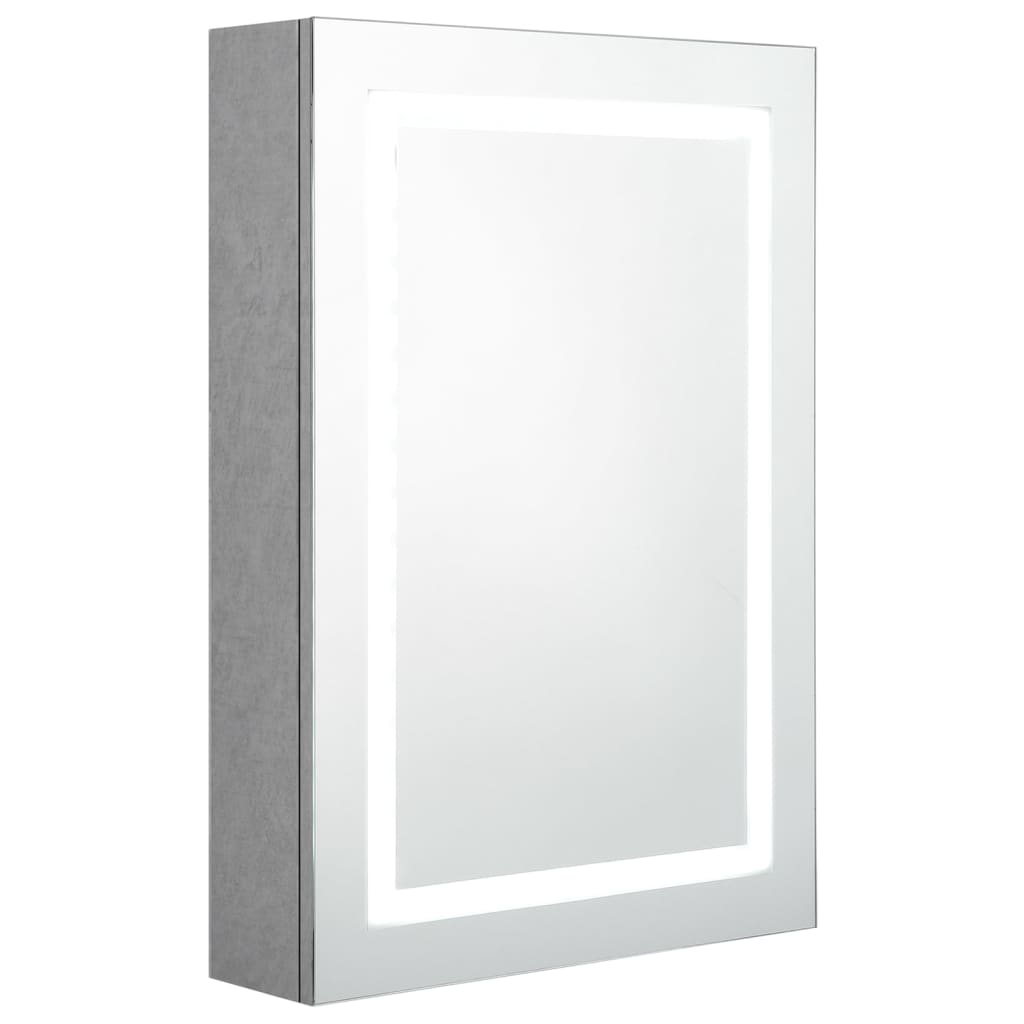 Armario De Baño Con Espejo Y Led Gris Hormigón 50x13x70 Cm_1