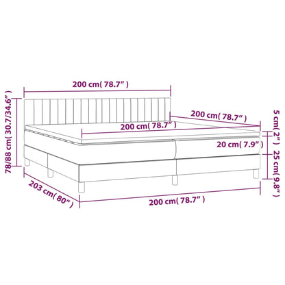 Cama Box Spring Con Colchón Y Led Tela Azul 200x200 Cm / Vetonek_3