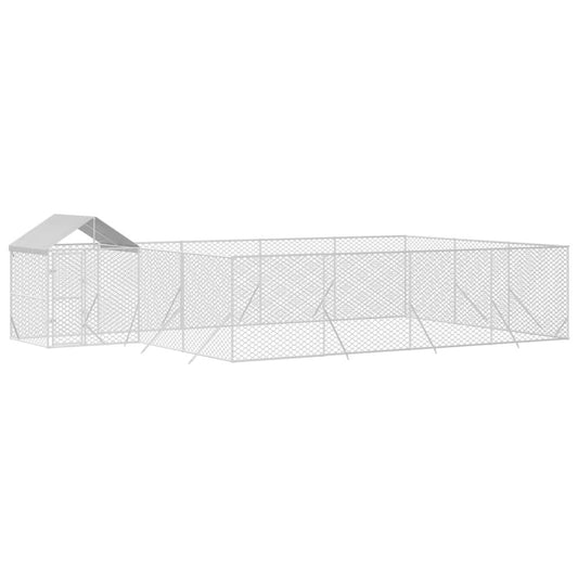 Vidaxl Perrera De Exterior Con Toldo Acero Galvanizado Plata 10x6x2,5m_0