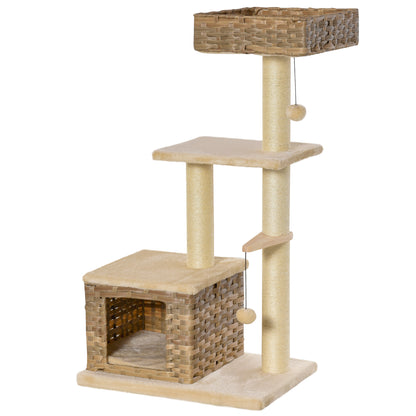 Pawhut Árbol Para Gatos Con Plataformas Cueva Cama Bolas De Juego Y Postes_0