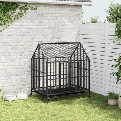 Jaula Para Perros Con Ruedas Acero Galvanizado Negro_2