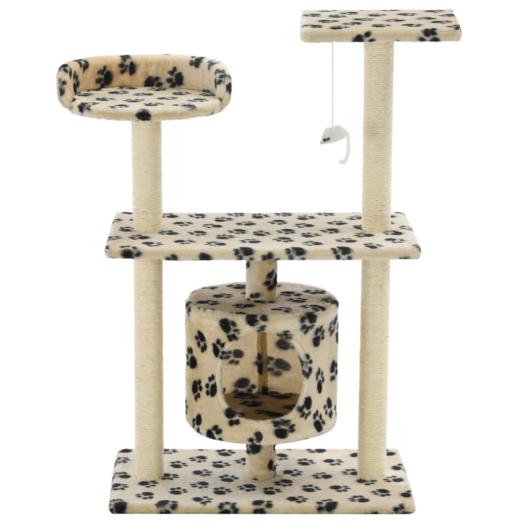 Vidaxl Rascador Para Gatos Con Poste De Sisal 95 Cm Huellas Beige_2