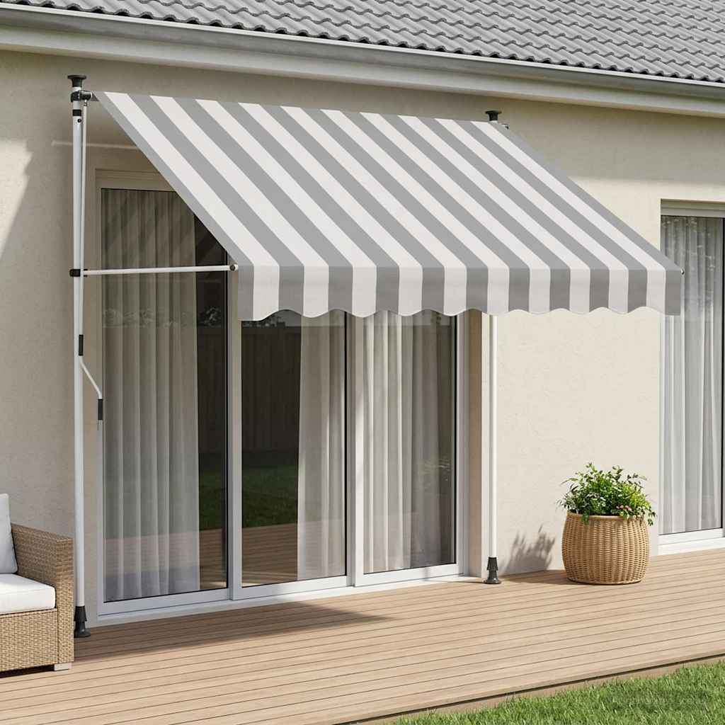 Toldo Retráctil Manual Antracita Y Blanco 400 Cm_1