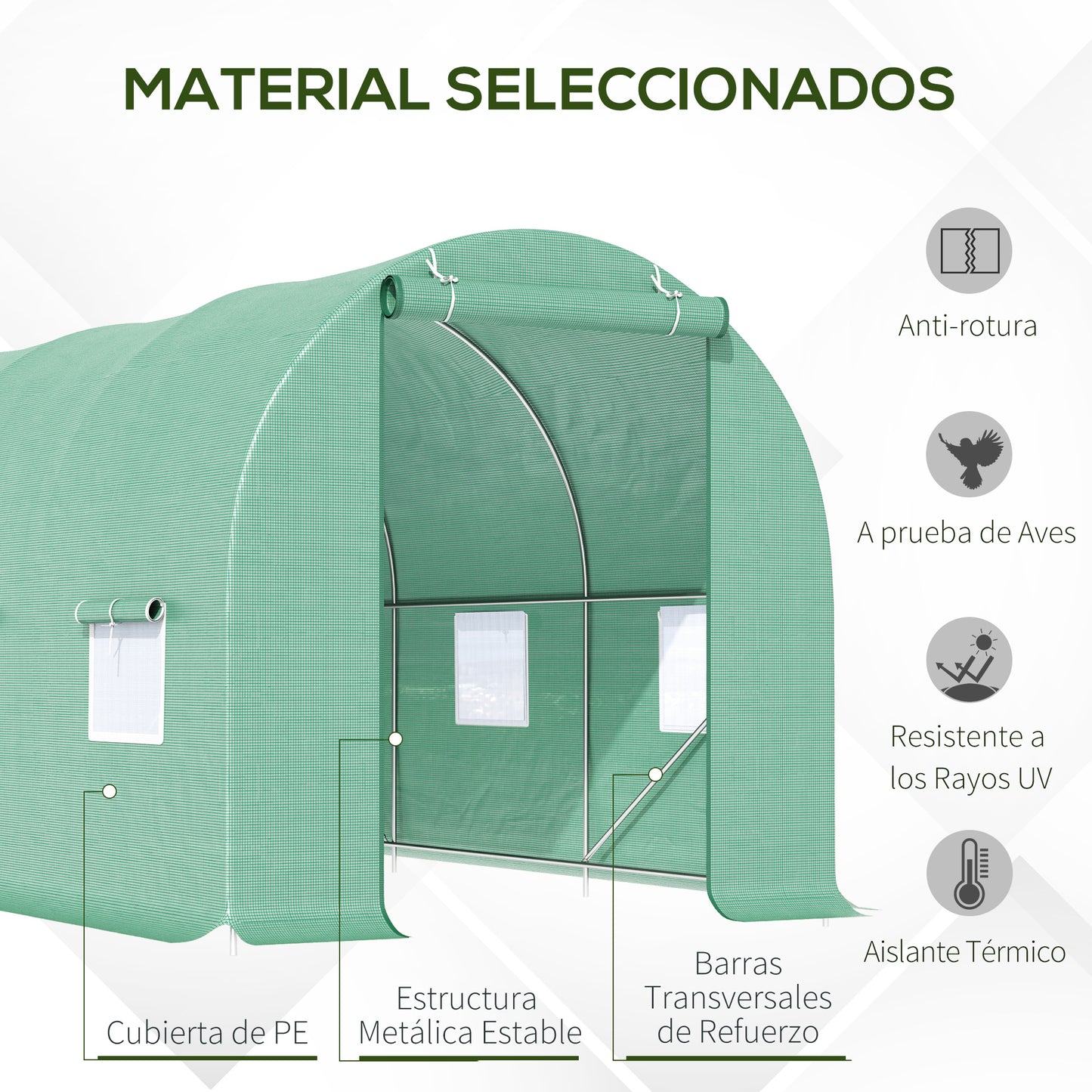 Outsunny Invernadero Caseta 4,45x2x2m Terraza Cultivo De Plantas Semilla_3