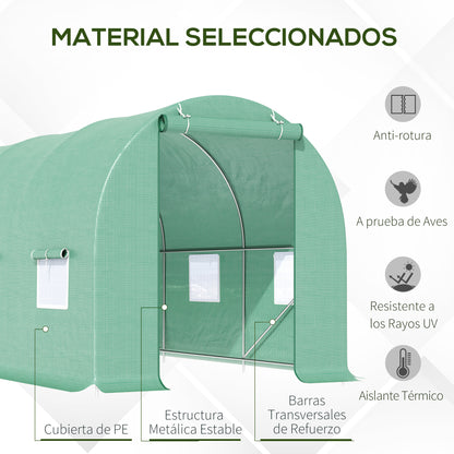 Outsunny Invernadero Caseta 4,45x2x2m Terraza Cultivo De Plantas Semilla_3