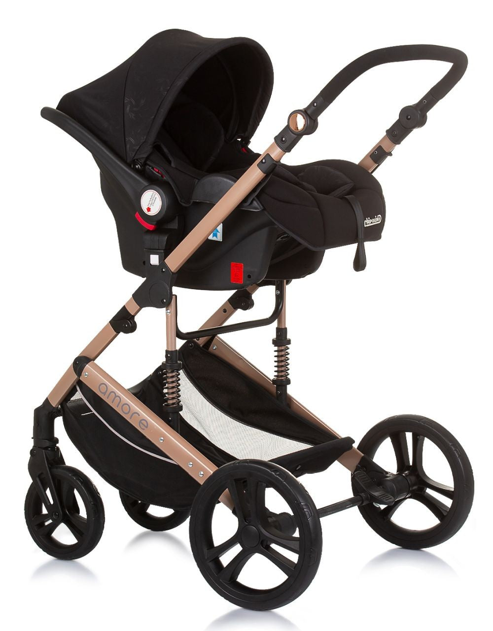 Carrito De Bebé Trío Convertible Amore Hasta 22 Kg Obsidian Gold_4