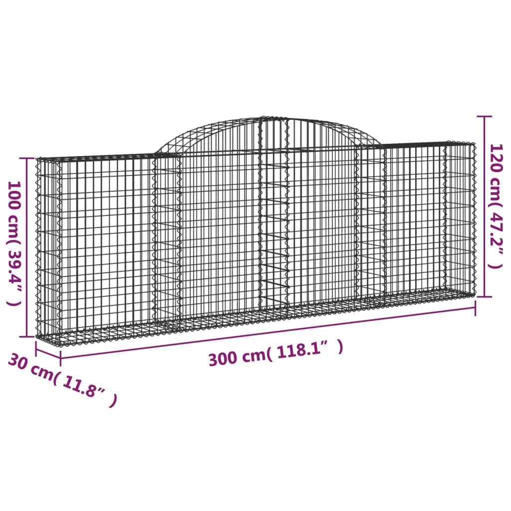 Cestas De Gaviones 13 Uds Forma Arco Hierro 300x30x100/120 Cm_5