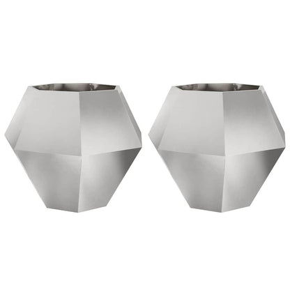 Jardinera 2 Uds. Plateado 100 X 100 X 80 Cm Acero Inoxidable_0
