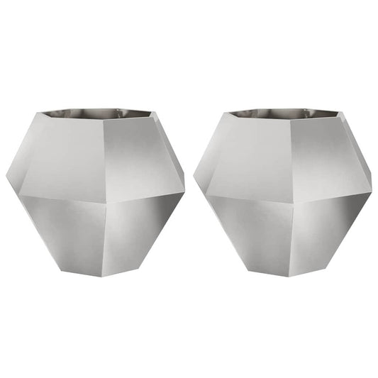 Jardinera 2 Uds. Plateado 100 X 100 X 80 Cm Acero Inoxidable_0