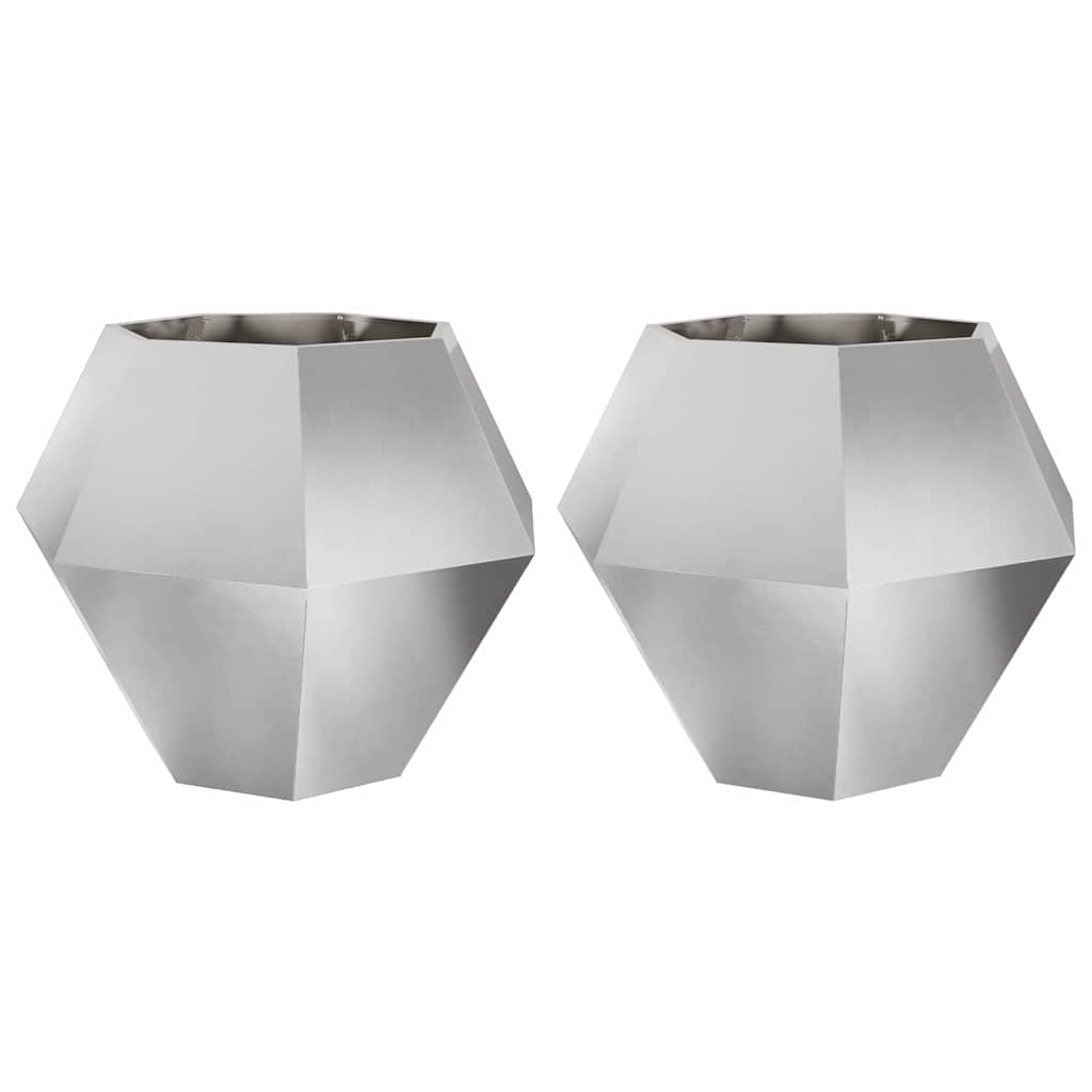 Jardinera 2 Pcs Plateado 100 X 100 X 80 Cm Acero Inoxidable_0