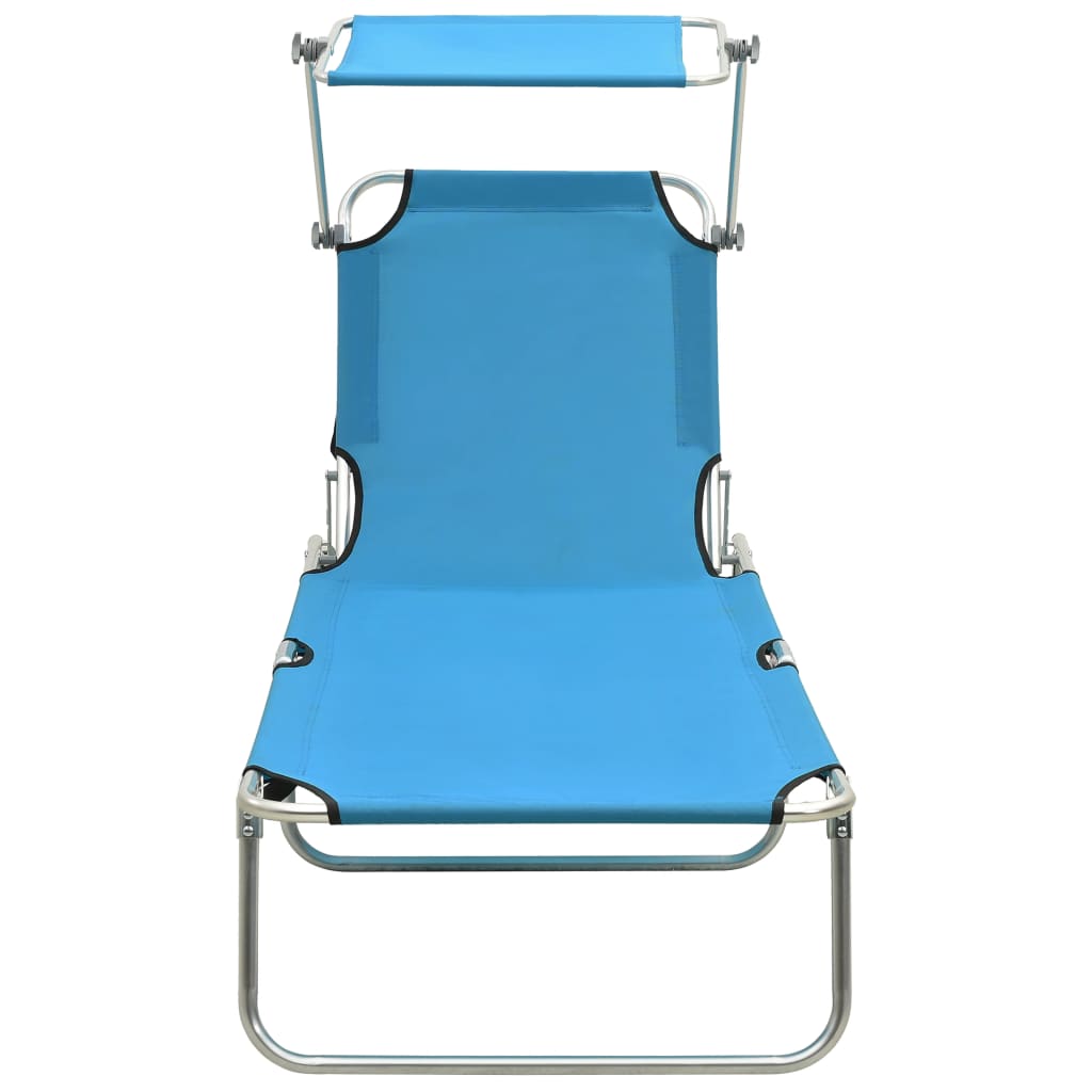 Tumbona Plegable Con Toldo De Acero Azul Turquesa_2