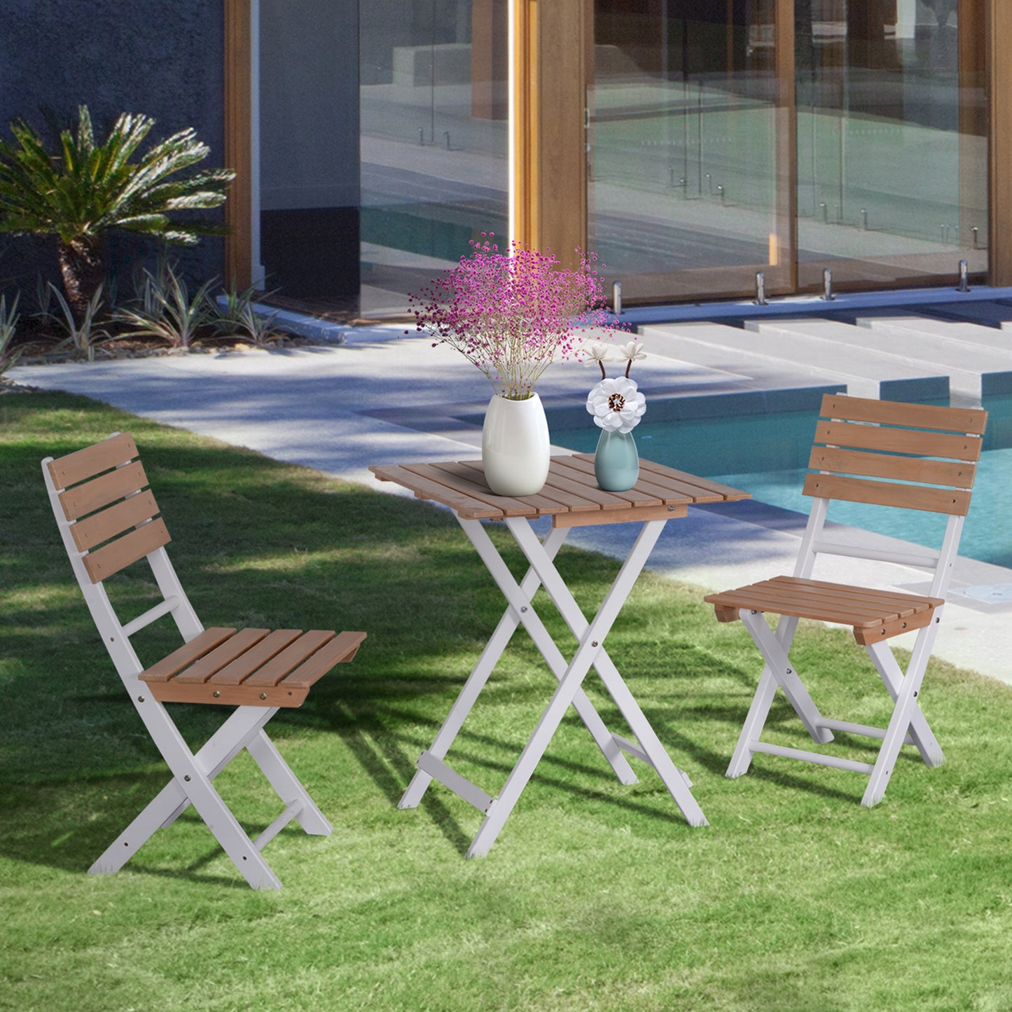 Outsunny Conjunto De Terraza Plegable 3 Piezas Mesa 2 Sillas Para Jardín Balcón_1