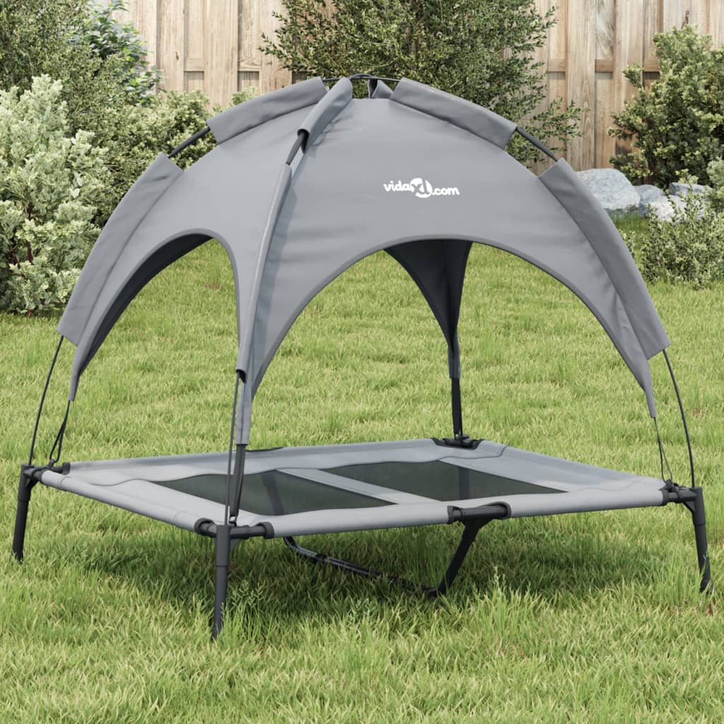 Cama Para Perros Con Dosel Antracita Tela Oxford Y Acero / Vetonek_1