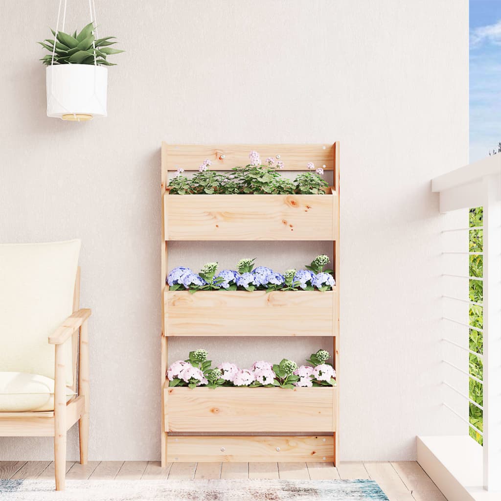 Jardinera De Pared 3 Niveles Madera Maciza Pino 60x18,5x110 Cm_2