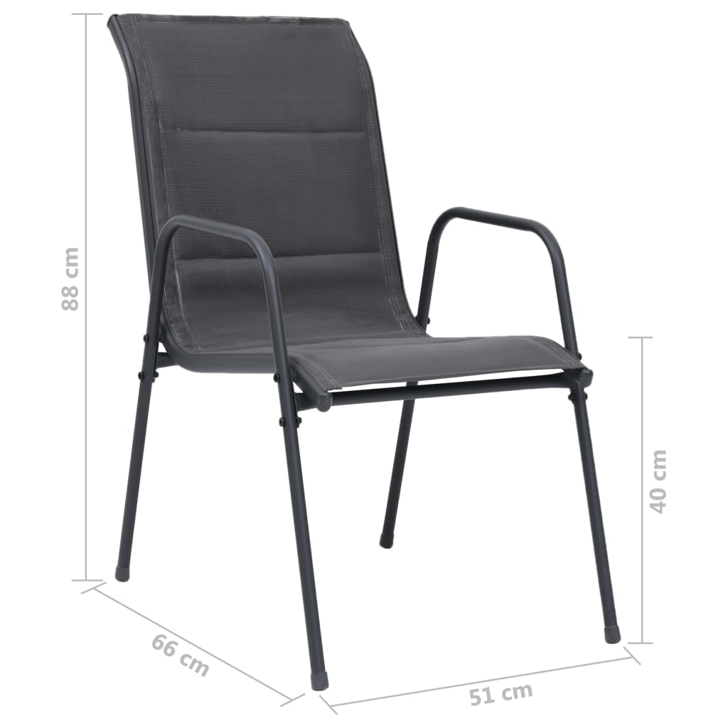 Vidaxl Sillas De Jardín Apilables 2 Uds Acero Textilene Gris Antracita_2
