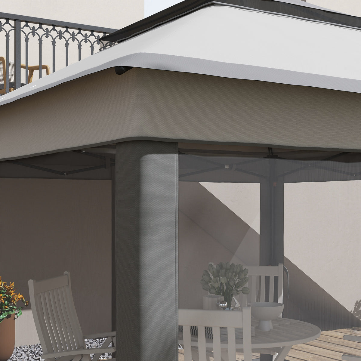 Outsunny Carpa Plegable 3,26x3,26x2,72 M Con Doble Techo Altura Ajustable Gris_4