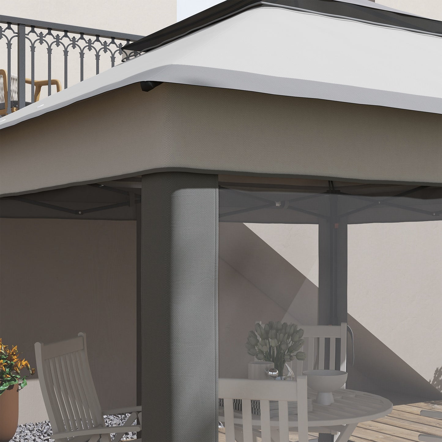 Outsunny Carpa Plegable 3,26x3,26x2,72 M Con Doble Techo Altura Ajustable Gris_4