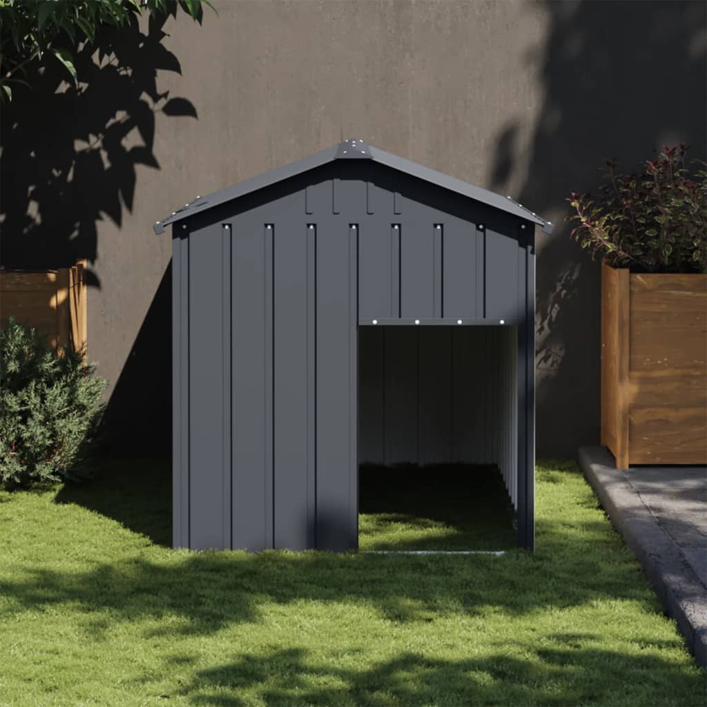 Caseta Perros Con Tejado Acero Galvanizado Gris 117x153x123 Cm_1
