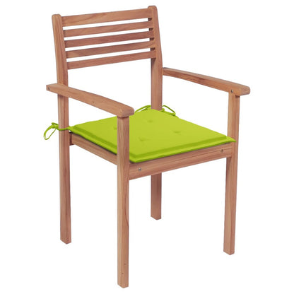 Vidaxl Sillas Apilables De Jardín 6 Uds Madera De Teca Con Cojines_1