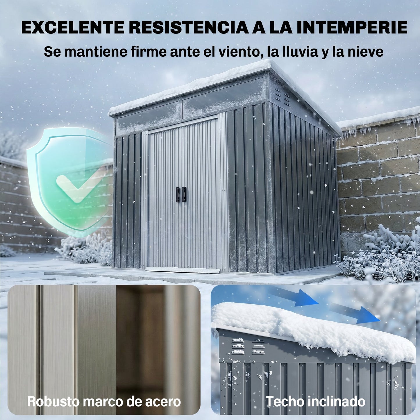Outsunny Caseta De Jardín 2 M² 195x122x181,5 Cm Con Puerta Corredera Gris_5