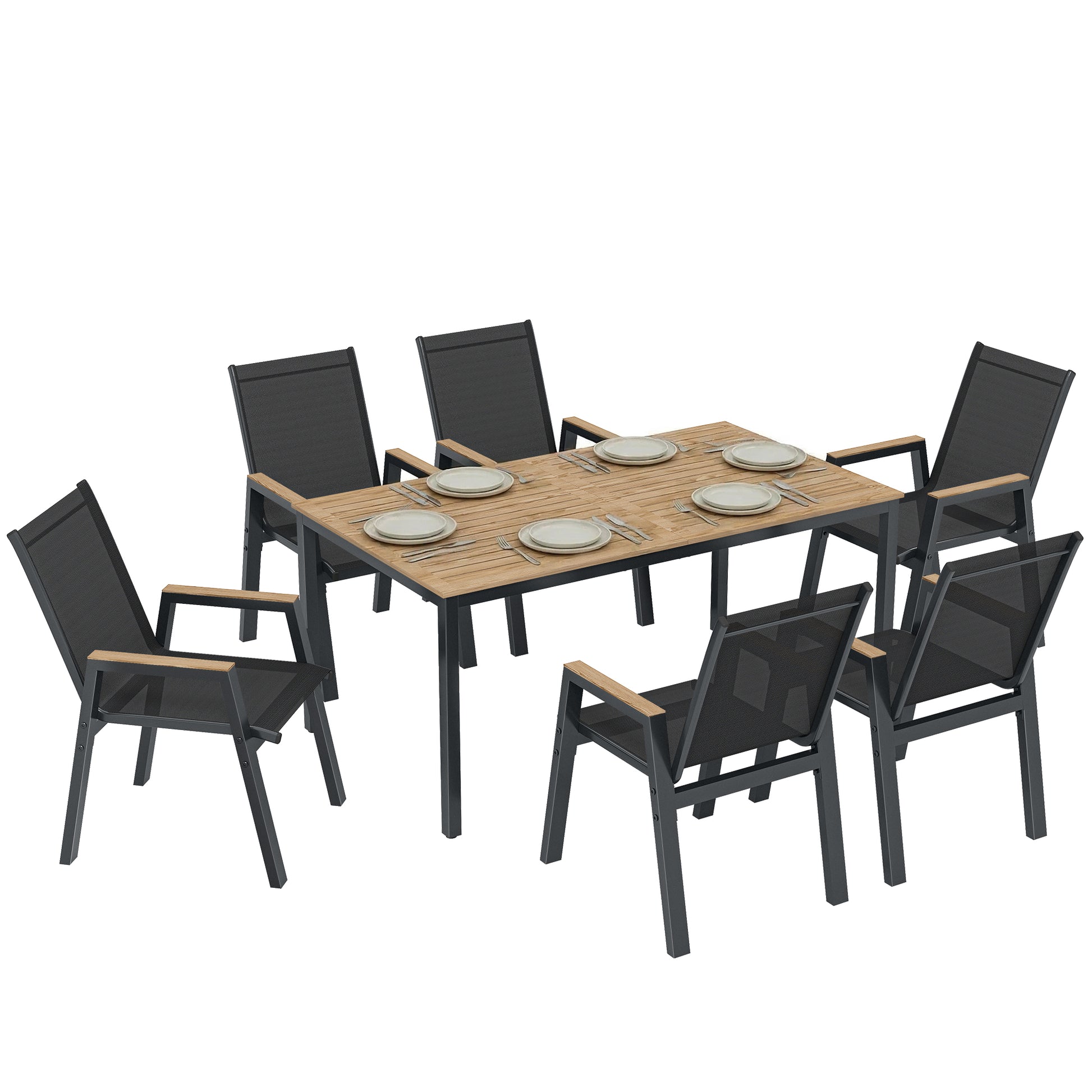 Outsunny Conjunto De Mesa Y Sillas Jardín De 7 Piezas_0