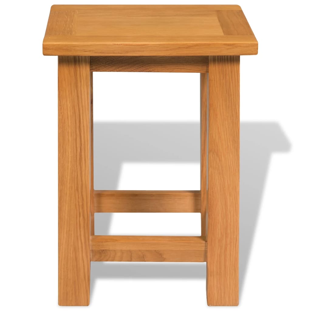 Mesa Auxiliar De Madera Maciza De Roble 27x24x37 Cm_0