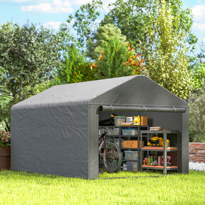 Outsunny Carpa De Jardín Para Herramientas Bicicletas Motos 2,4x2x2 M Gris_4
