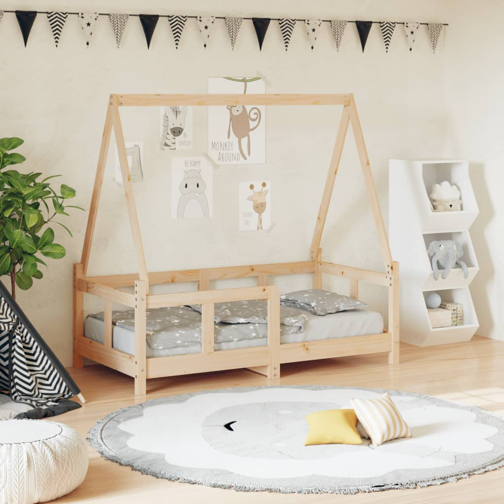 Vidaxl Estructura De Cama Para Niños Madera Maciza De Pino 70x140 Cm_1