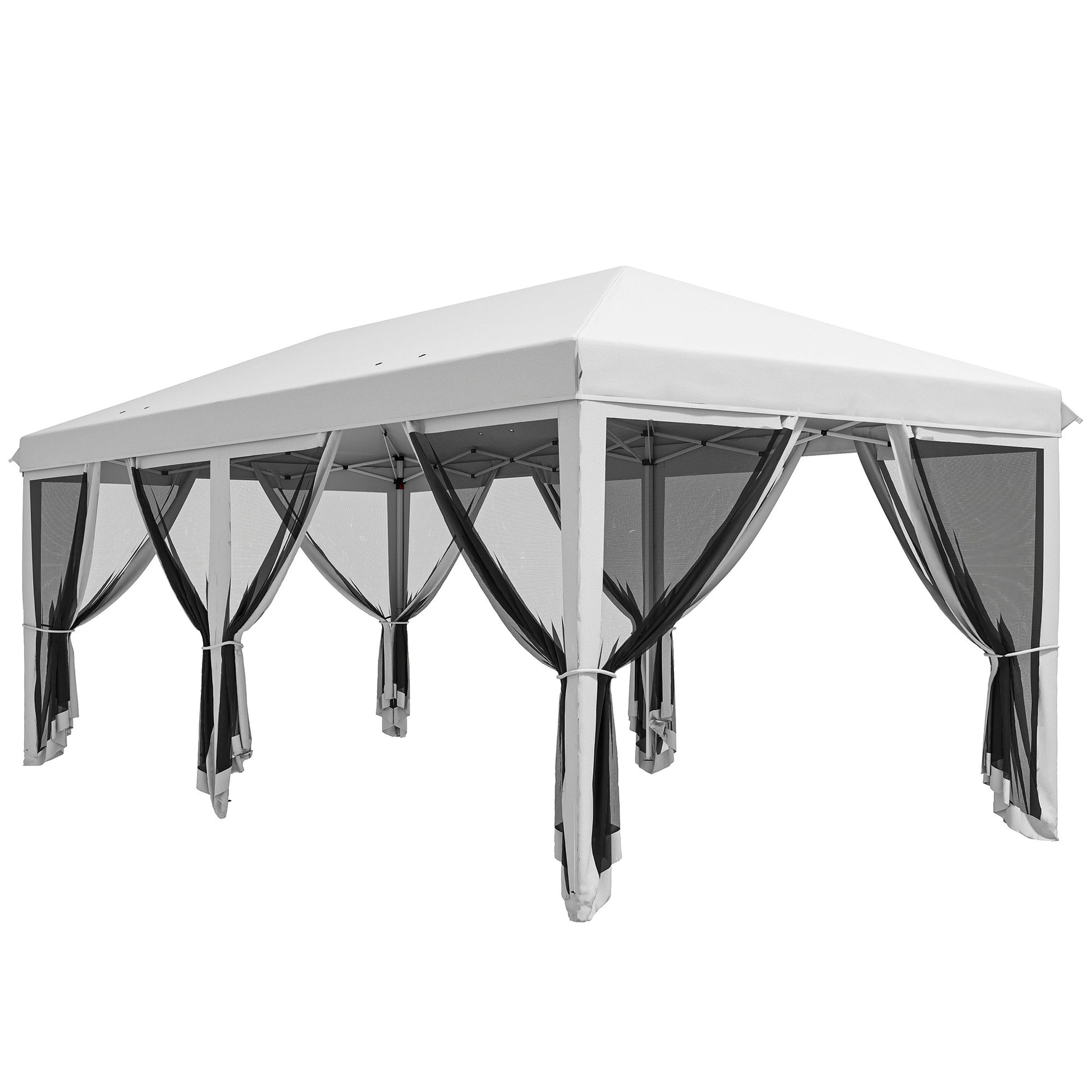 Outsunny Carpa Plegable 6x3 M Con 6 Paredes Laterales De Malla Anti-uv Crema_0