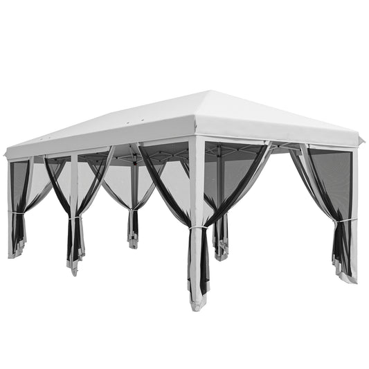 Outsunny Carpa Plegable 6x3 M Con 6 Paredes Laterales De Malla Anti-uv Crema_0