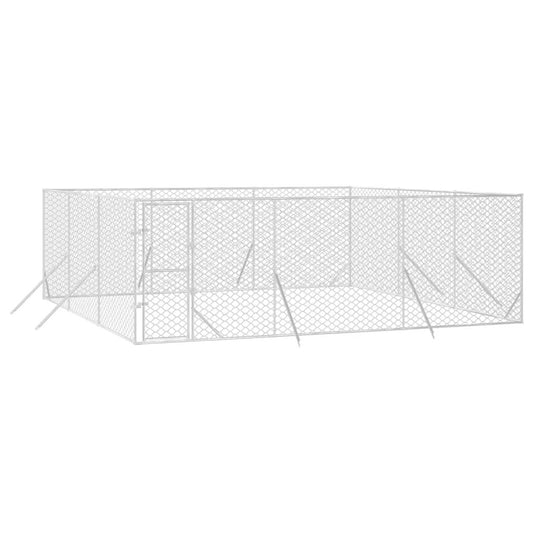 Vidaxl Perrera De Exterior Acero Galvanizado Plateado 6x6x2 M_0