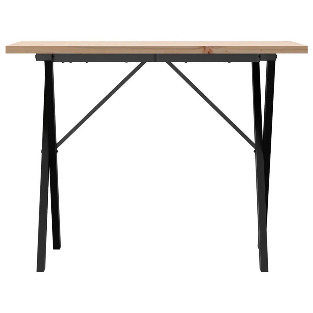 Mesa De Comedor Marco X Madera Maciza Pino Acero 100x50x75,5 Cm_2